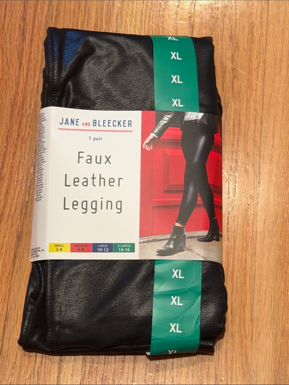Jane and Bleecker Black Faux Leather Leggings Womens XL NWT